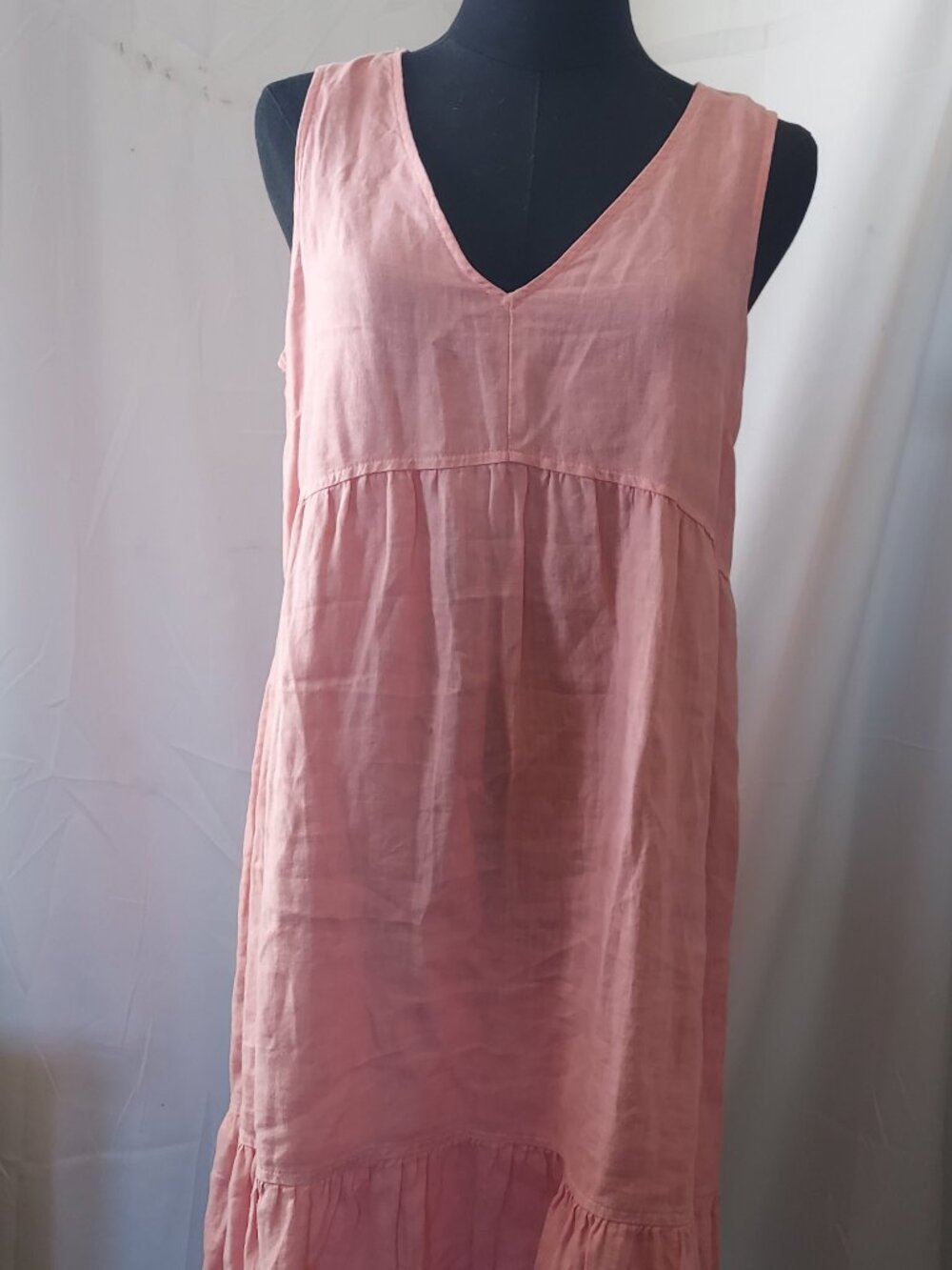 Cynthia Rowley 100% Linen Pink Dress S Ruffle Hem